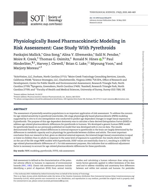 PBPK modeling to support risk assessment of pyrethroid 